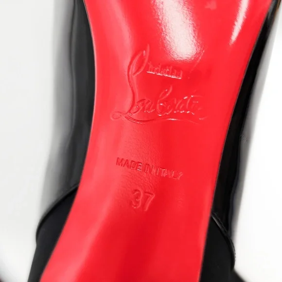 Christian Louboutin Jessie Joli Crystal Satin Black Patent Leather Bootie EU 37 - Picture 8 of 10